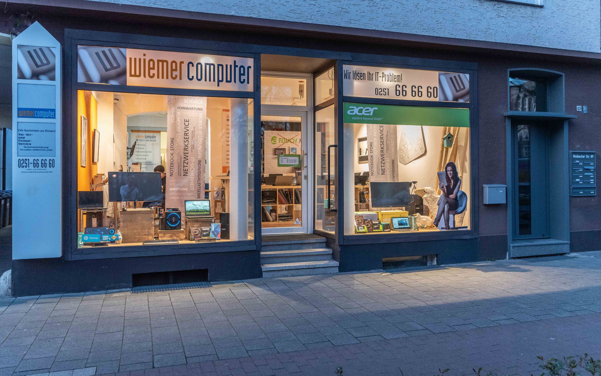 Das Ladenlokal von Wiemer Computer in der Wolbecker Straße 89 in Münster (am Hansaplatz)
